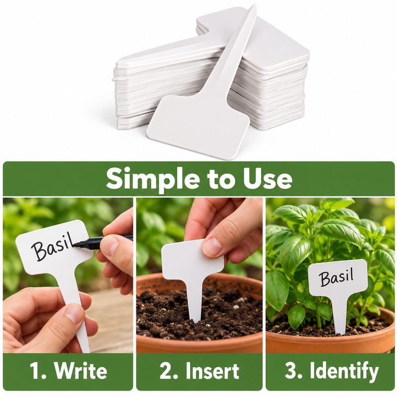 Waterproof T-Shaped Plant Labels for Garden Organization – Reusable PVC