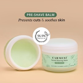 Carmesi Facial Shaving Gel for Women | Prevents Nicks, Cuts, Ingrown Hair & Razor Bumps | Soothes Dry Skin | Pre Shave Balm for Sensitive Skin | 1.76 Oz/50g