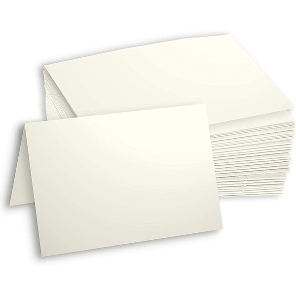 Hamilco Cream White Cardstock Thick Paper Blank Place Tent Folded A2 Cards - Greeting Invitations Stationary - 4 1/4 x 5 1/2" Heavy weight 80 lb Card Stock for Printer