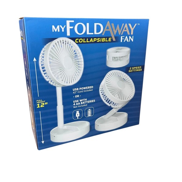 Emson My Foldaway Collapsible Fan USB Powered Portable Fan WHITE