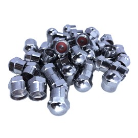 KEX Pack of 100 Chrome Hex Dome Metal Valve caps for Cars, Bicycles and Trucks with Inner Seal