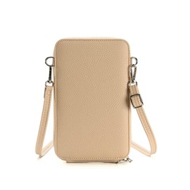 Crossbody Phone Bag Women Leather Phone Bag Small Cellphone Crossbody Shoulder Bag Purse Wallet with 8 Card Slots Multi Compartment Phone Purse Bag with Adjustable Shoulder Strap (Beige)