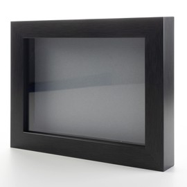 Charcoal 24x30 Large Shadow Box Display Wooden Frame with Grey Acid-Free Backing UV Acrylic & Hanging Hardware - with 3/4" Usable Depth - Great Hockey Jersey Frame Display Case Shadowbox