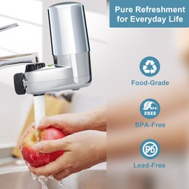 Faucet Water Filter Replacement for Brita®: Sink Filter Attachment Compatible with Brita® Faucet Mount Water Filtration System for Tap Water - White - 4 Count