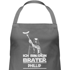 Geschenk mit Namen personalisiert by Shirtracer - Apron - BBQ Apron Men - Ich bin dein Brater mit Name - Gift Men Grill Accessories Funny Father's Day Christmas, 2 anthracite
