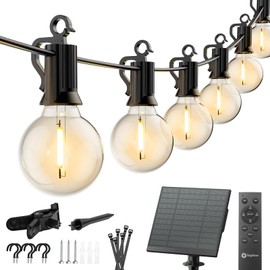 Brightown 75FT String Lights Outdoor Waterproof with Remote Cable Ties, Patio Lights with 35 Shatterproof LED Bulbs, 3 Light Mode, Dimmable Hanging String Lights for Porch Garden Backyard Bistro