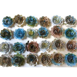 Always In Blossom - Scalloped World Atlas Map Paper Flowers 1.5 Inch Set of 24 Roses Travel Theme College Graduation Party Decor