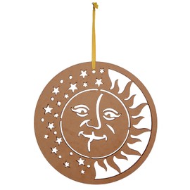 Purpledip Laser Cut Sun Moon Stars Unpainted Wooden Wall Hanging 12389
