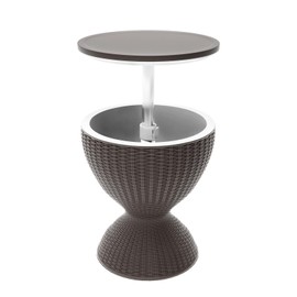 SHAREWIN Portable Outdoor Cooler Table, 8 Gallon Ice Cooler with Drainage Plug, Lift Top Lid 3-in-1 Rattan Style Patio Bar Side Table – Perfect for Parties