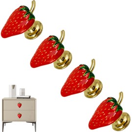 LB-LAIBA Strawberry Drawer Knobs Single Hole Cabinet Knobs for Dresser Wardrobes Furniture Door Handles Fruit Pulls Home Hardware Decorative 4 Pieces（Red）
