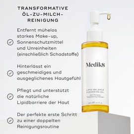 Medik8 Lipid-Balance Reinigungsöl - Makeup lösendes, transformierendes Reinigungsöl - Entfernt Unreinheiten, Sonnenschutz & wasserfestes Makeup - Nährt & balanciert die Haut aus - 140ml