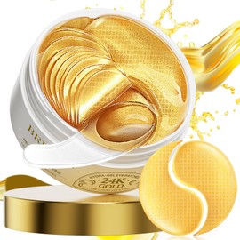 BREYLEE 24K Gold Eye Masks - 60 Pcs, Retinol & Caffeine Under Eye Patches for Reduce Fine Lines & Wrinkles, Puffy Eyes and Dark Circles Treatments, Improve and Firm Eye Skin