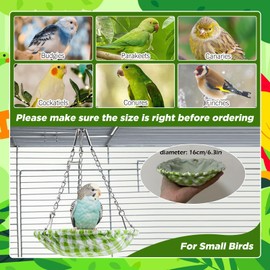 SUSOO Hanging Bird Bed with Waterproof Bite-Resistant Cotton-Linen, Skin Friendly Birds Nest Hammock Swing for Cage Accessories, Snuggle Bed House for Parrot, Conures, Parakeet, Budgies (Green)