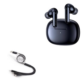 BoxWave Cable Compatible with Tranya Nova - AllCharge miniSync, Retractable, Portable USB Cable - Jet Black