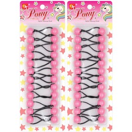 24 Pcs 16mm Hair Ties with Ball Beads – Bubble Ponytail Holders for Girls & Toddlers (Pink)