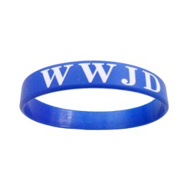 FixtureDisplaysÂ® Blue Silicone Wristband Bracelet WWJD Christian Gift Bracelet What Would Jesus Do 100780-BLUE