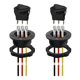 Runseaway 2Pcs Round Rocker Toggle Switch with Wire and Shell, Blue LED 2 Position 12V 20A SPST 3Pin ON-Off Car Auto Boat Toggle Switch for Marine Truck RV