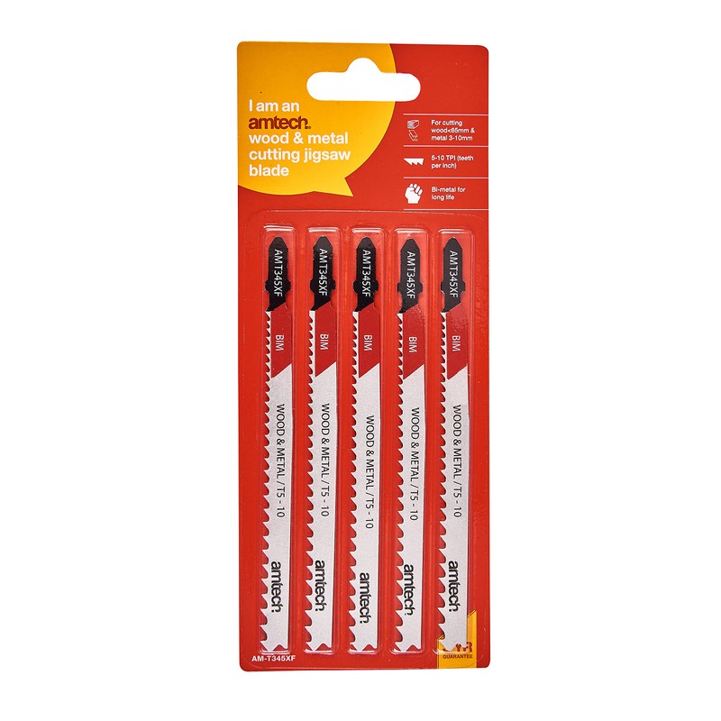 Amtech M1616 5 Piece Wood and Metal Jigsaw Blade Set
