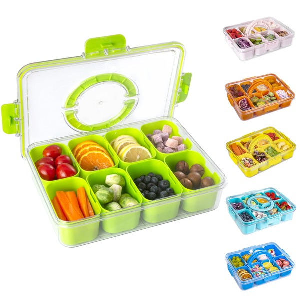 WACOI Divided Snack Serving Tray with Lid and Handle Travel