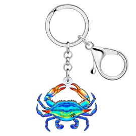 HUAGEO Acryl Niedlich Bunte Krabbe Schlüsselanhänger Ozean Tiere Schlüsselringe Rucksack Handtasche Autoschlüssel Charms für Frauen Spaß Schmuck Geschenke (Blau)