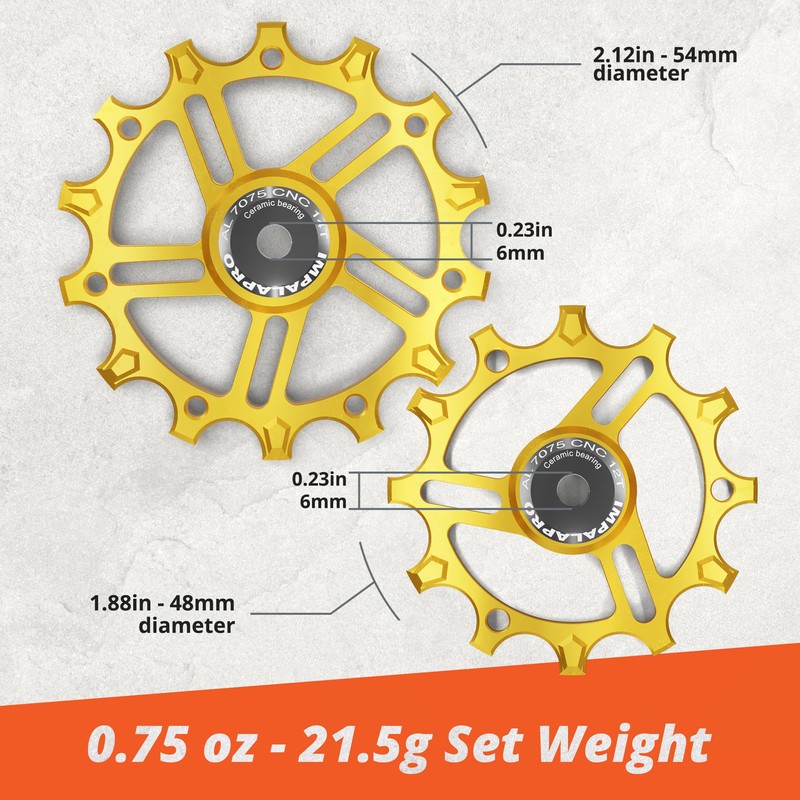 IMPALAPRO - Set of 2 Ceramic Jockey Wheels 12T-14T Aluminium