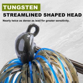 UNYLE Tungsten Swim Jigs for Bass Fishing,3/8oz Bass Jigs with Weed Guard,Tungsten Jig Head Bass Fishing Jigs,Silicone Skirts Flipping Jigs, Weedless Swim Jig Fishing Lure for Trout, Pike, Walleye