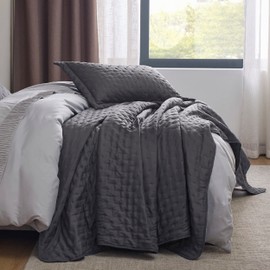 Bedsure Quilt Queen Size - Soft Ultrasonic Full/Queen Quilt Bedding Set - Clover Bedspread Queen Size - Lightweight Bedding Coverlet for All Seasons (Includes 1 Charcoal Quilt, 2 Pillow Shams)