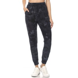 Leggings Depot Women's Relaxed fit Jogger Pants - Track Cuff Sweatpants with Pockets-S812, 1X, Gray Camouflage