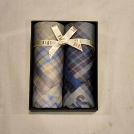 Daks 대구백화점 닥스이중직 2매 선염 손수건 세트(DH2S202번) Daegu Department Store Daks Double Fabric 2-Piece Checked Handkerchief Set (DH2S202)