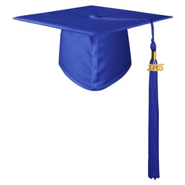 GraduationMall Unisex Adult Matte Graduation Cap with 2025 Tassel Royal Blue