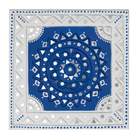 IndoTribe, Indian Lippan Art Wall Decor - 10x10 Inch, Blue Wall Decor | Asian Indian Wall Decor for Indian Home Decor | Indian Decorations for Home | Indian Wall Art | Mirror Decorative Wall Art