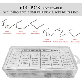 Gasedin 600PCS Hot Staples Bumper Welding Rods, 0.6mm 0.8mm Bumper Repairing Plastic Welding Kit, Metal Wave Shape Hot Staple Welding Wire for Machine Repair, Car Accessories