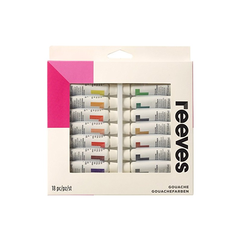 Reeves Gouache Colour Tube Set, 10 ml - 18 Pack