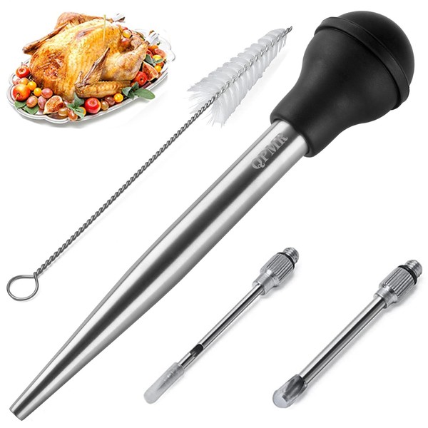 QPMR Turkey Baster With Cleaning Brush, Stainless Steel Baster Tool