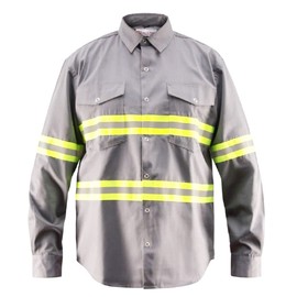 Just In Trend Premium High Visibility Hi Vis Reflective Safety Work Shirts - Long Sleeve (Small, Light Grey)