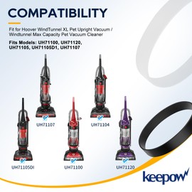 KEEPOW Vacuum Belt Replacement for Hoover WindTunnel XL and Max Capacity Pet Upright Vacuum UH71105, UH71105DI, UH71107, UH71100, UH71120, 2 Pack