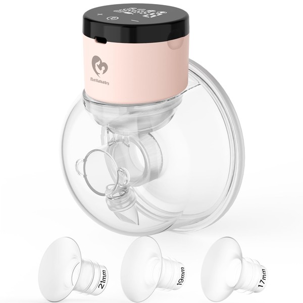Bellababy Wearable Breast Pump Hands Free,Low Noise and Pain Free,Touch Screen,4 Modes 9 Levels of Suction,Fewer Parts to Clean.(Flange 24mm,Come with 21mm/19mm/17mm Inserts)