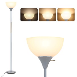 Floor Lamp, LED Standing Lamp 3 Way Dimmable Brightness Floor Lamp Rotary Switch Floor Lamps Modern Industrial Lamp with Shade, Tall Lamps for Living Room Bedroom Office Dining Room (Grey)