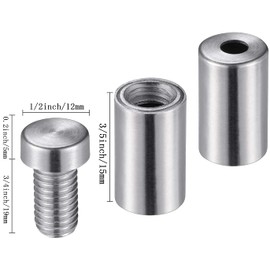 Favide 48 Packs Sign Standoff Screws Advertising Screws Stainless Steel Wall Standoff Mounts Glass Acrylic Nail for Glass Artwork and Sign Displays (1/2 x 3/4 Inch)