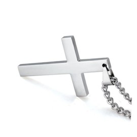 WRITWAA Simple Titanium Steel Cross Necklace Pendant with Chain for Men and Women Elegant Silver Jewelry for Any Occasion