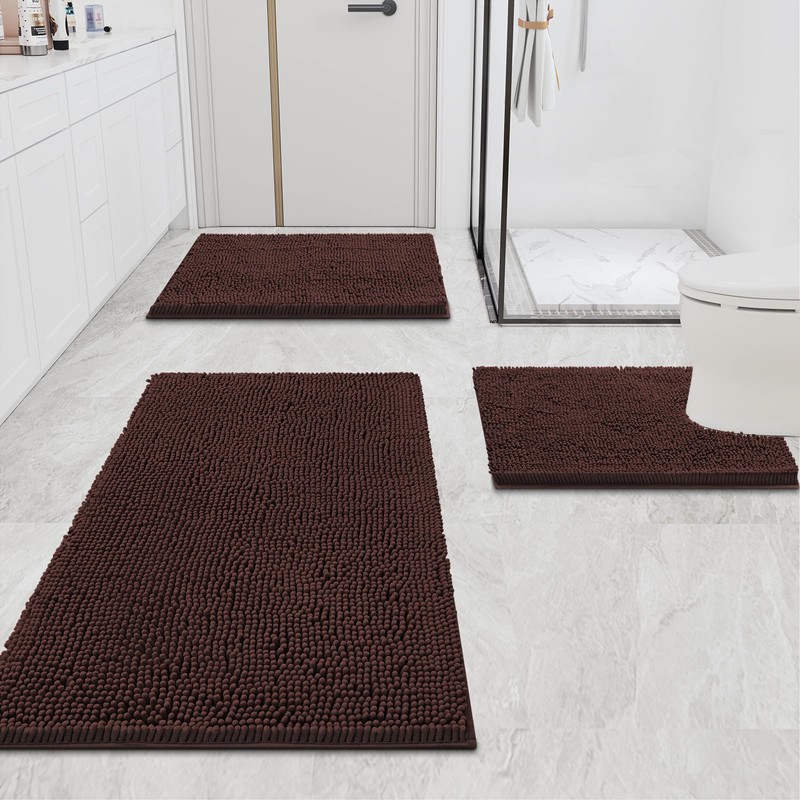 Smiry Luxury Chenille Toilet Rugs U-Shaped 20''x20'', Soft Absorbent Non-Slip