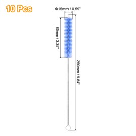 uxcell 10Pcs Drinking Straw Cleaning Brushes, 10" x 5/8" Nylon Bristles Long Straw Brush Pipe Cleaner for Washing Straws Pot Spout, Sippy Cup, Bottle and Tube (Blue)