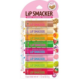 Lip Smacker - Paquete de fiesta de bálsamo labial saborizado de las mejores y originales festividades, Avena con galleta, Vainilla, Mango, Sandía, Ponche tropical, Algodón de azúcar, Kiwi, Fresa