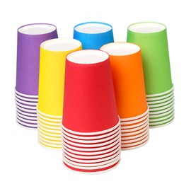 SULOLI Paper Cups,60PCS 9 OZ Party Disposable Cups Multicolor Paper Cup for DIY and Party Supplies (Assorted Colors)