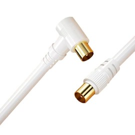 Hanprmee Right Angle TV Antenna Aerial Cable Flylead Cord Coax PAL Male Right Angle Plug for TV, Satellite Receiver, settop Box, Camera and Other deivces (3Ft)