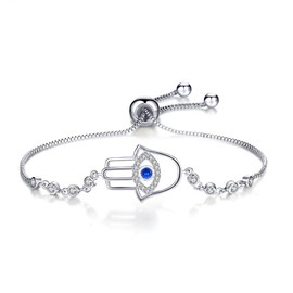 LSxAB Evil Eye Fatima Hamsa Hand Bracelet for Women Amulet Good Luck Protection Bracelets Adjustable Jewellery Gift