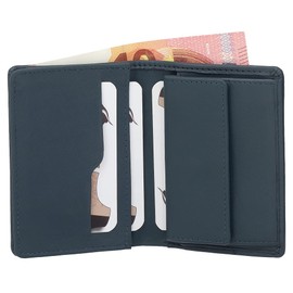 Leather RFID Mini Wallet Men Women Space for Over 15 Cards Various Colours, petrol, rfid wallet