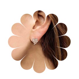 Yheakne Vintage Tiny CZ Hammered Heart Earrings CZ Crystal Heart Stud Earrings Gold Love Heart Earrings Minimalist Everyday Earrings Jewellery for Women and Girls