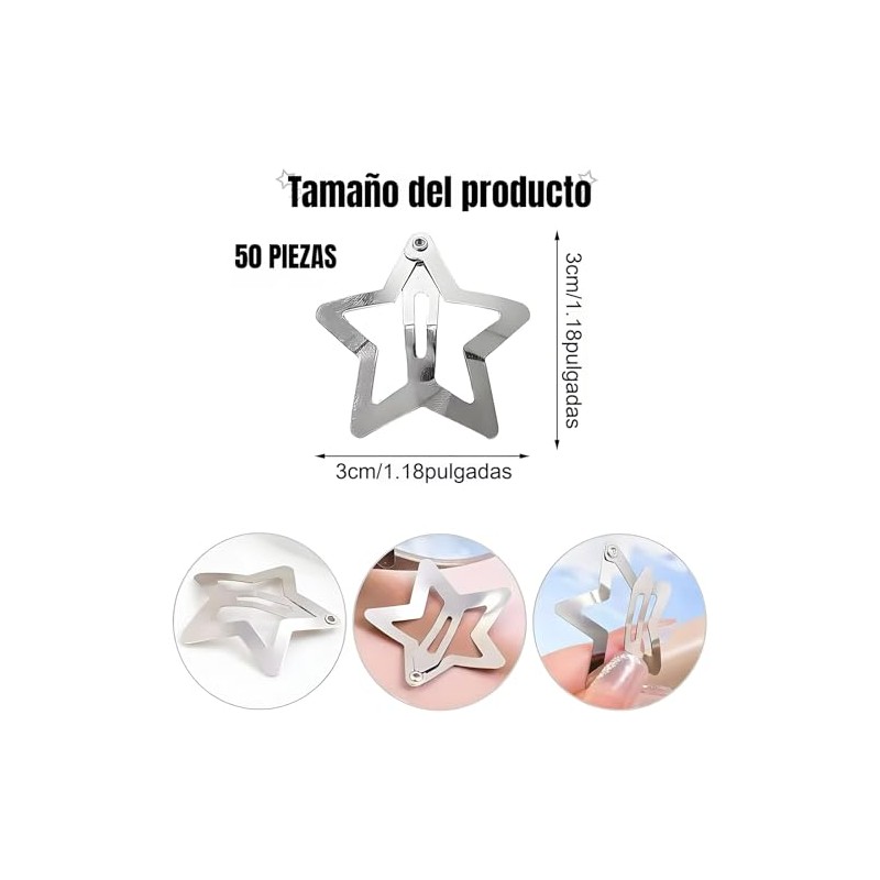 50 Pinzas Pasadores para El Pelo de Metal Con Forma