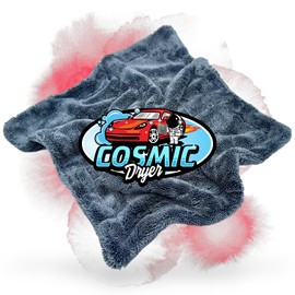 Rocket Gloss Cosmic Dryer Car Drying Cloth Water Magnet 1300 GSM Premium Microfibre Cloth 40 x 40 cm Grey Rounded Twisted Pile Microfibre Absorbent, Lint-Free and Scratch-Free (L - 40 x 40 cm)